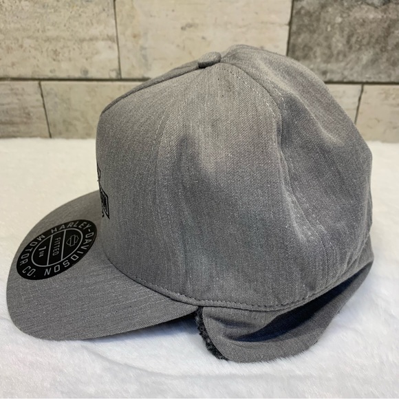 Harley-Davidson Men's Midwest Sherpa Ear Flap Fitted Hat-Grey 97677-23VM 7 1/4 - Picture 2 of 11